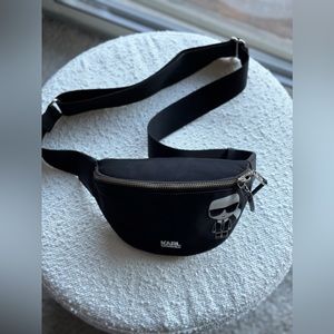 Karl Lagerfeld Black Nylon Ikonik Logo Belt Bag